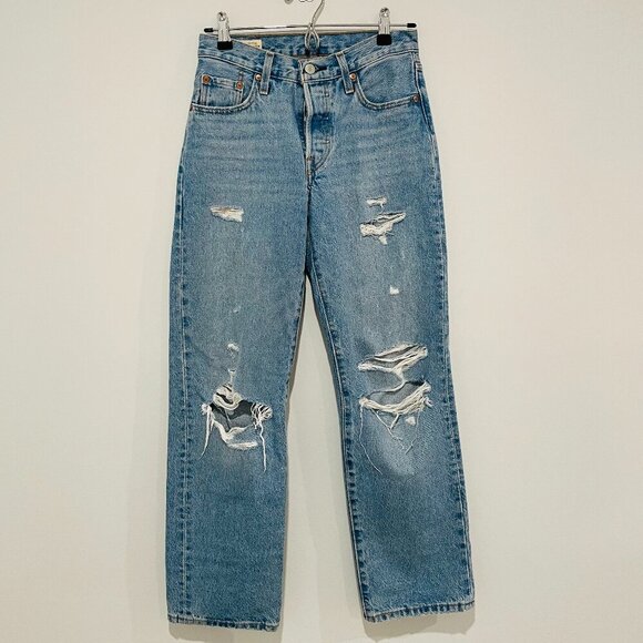Levi's Denim - Levis Women Blue Ripped Jeans Size W24 L 30